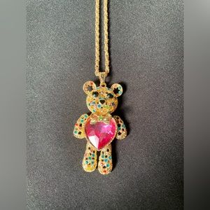 Teddy bear birthstone pendant